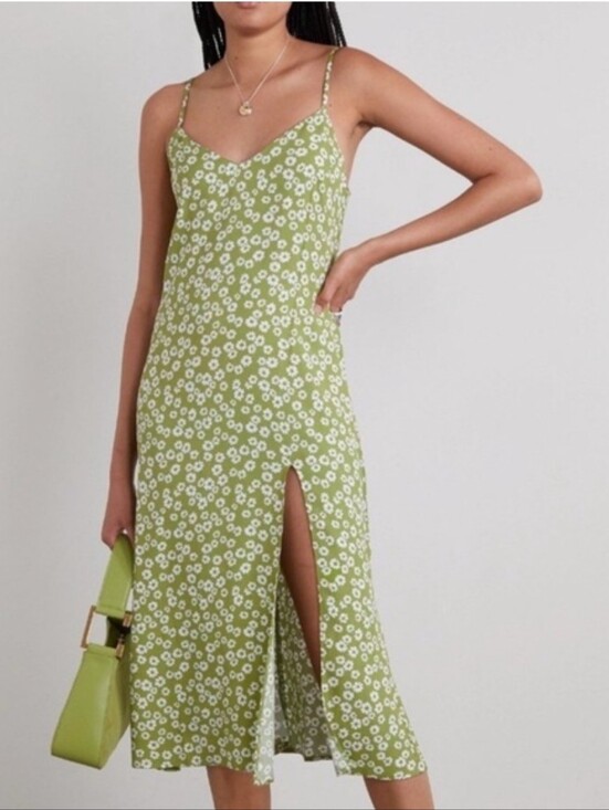 Reformation Dresses & Skirts - Size 8 Reformation Crimini Fennel Green Floral Midi Slip Dress